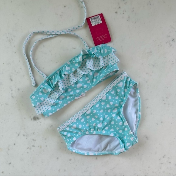 NWT Girl’s Xhilaration Blue & White Polka Dot 2-apiece Swimsuit - Picture 1 of 4